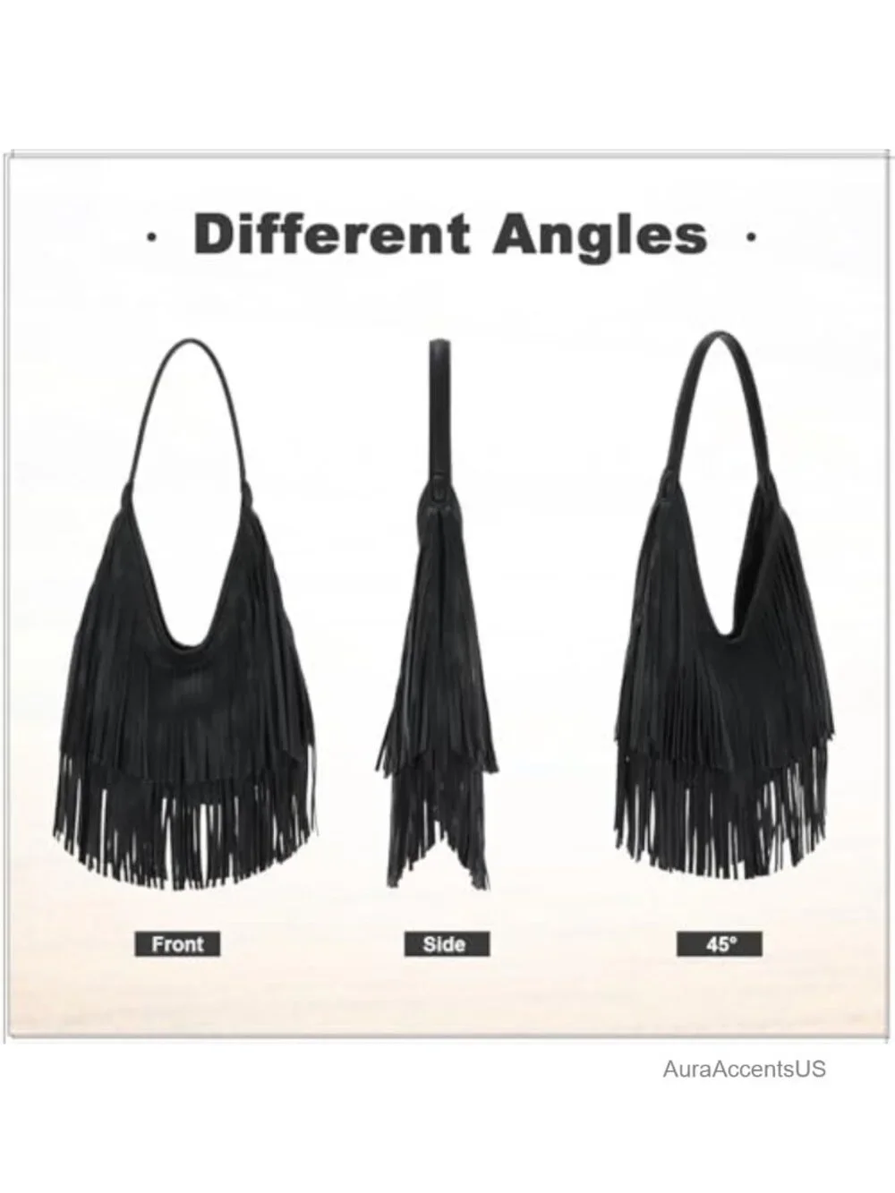Vintage Fringe Hobo Shoulder Bag PU Leather Tassel Purse